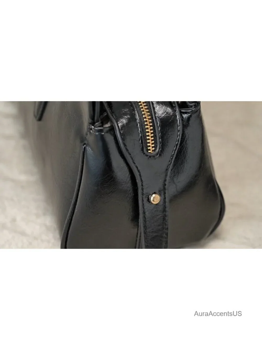 Vegan Leather Hobo Bag Shoulder Handbag Purse with Gold-Tone Hardware